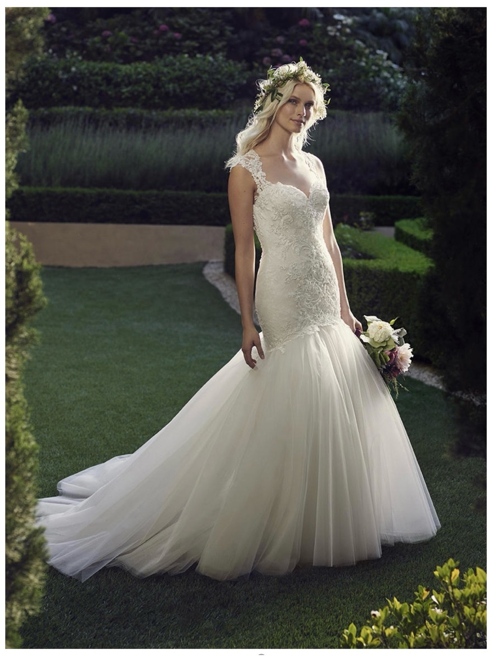 Casablanca Bridal 2237 Daffodil Mermaid Wedding Dress Size 6 Ivory Lace